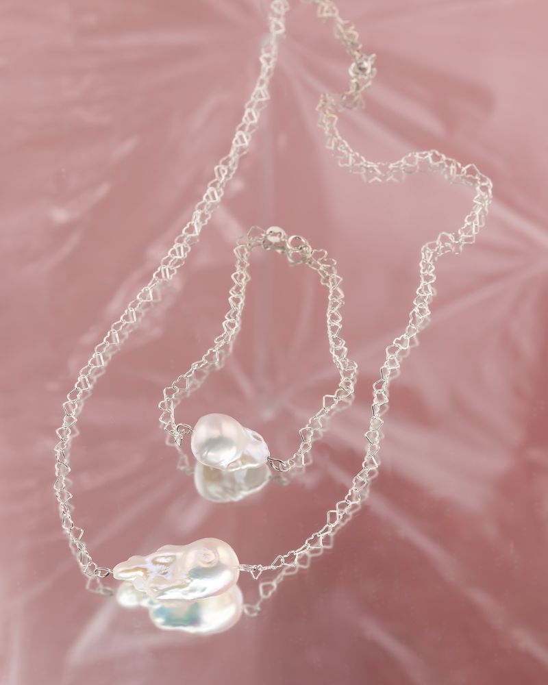 Set THE CHAIN OF LOVE cu Perle Baroc, Argint 925