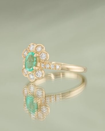 Inel unicat Exotic Vibe din aur galben 14K cu Turmalina Paraiba si diamante naturale, IONA