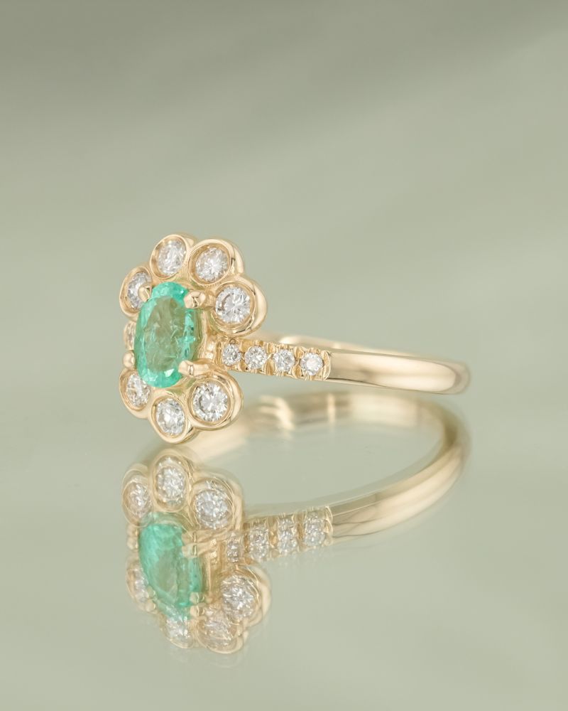 Inel unicat Exotic Vibe din aur galben 14K cu Turmalina Paraiba si diamante naturale, IONA