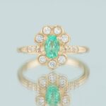 Inel unicat Exotic Vibe din aur galben 14K cu Turmalina Paraiba si diamante naturale, IONA