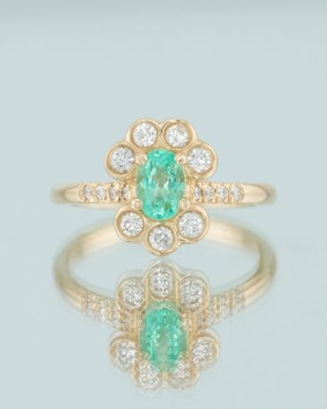 Inel unicat Exotic Vibe din aur galben 14K cu Turmalina Paraiba si diamante naturale, IONA