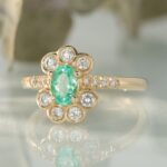 Inel unicat Exotic Vibe din aur galben 14K cu Turmalina Paraiba si diamante naturale, IONA