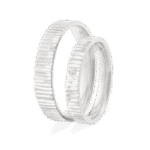 Verighete LINES OF DESTINY din aur alb 14K cu textura verticala si diamant natural, IONA