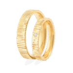 Verighete LINES OF DESTINY din aur galben 14K cu textura verticala si diamant natural, IONA