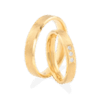 Verighete TIMELESS din aur galben 14K cu finisaj texturat si 3 diamante naturale, IONA