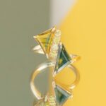 Inel unicat alegria safire naturale diamante aur galben 14k iona