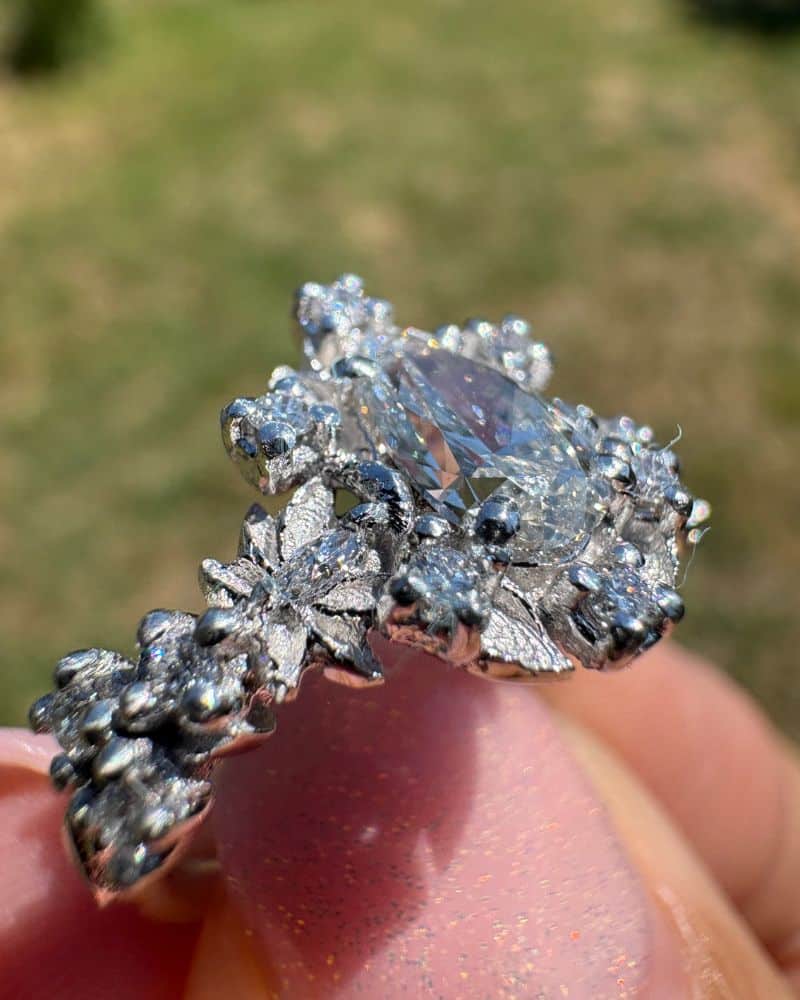Inel de Logodna ALL WHITE cu Diamant Lab-Grown Marquise Cut, Aur Alb 14K