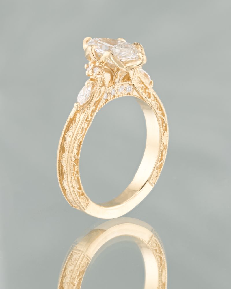 Inel logodna dangelo renaissance diamant marquise lab grown aur galben 14k