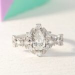 Inel de Logodna ALL WHITE cu Diamant Lab-Grown Marquise Cut, Aur Alb 14K