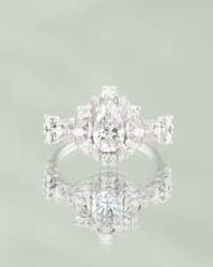 Inel de logodna ALL WHITE din aur alb 14K cu diamant lab-grown Marquise Cut si diamante Brilliant