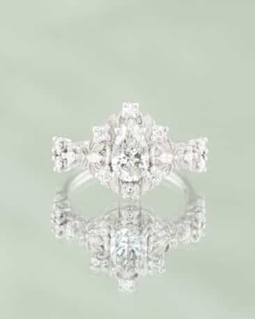 Inel de logodna ALL WHITE din aur alb 14K cu diamant lab-grown Marquise Cut si diamante Brilliant