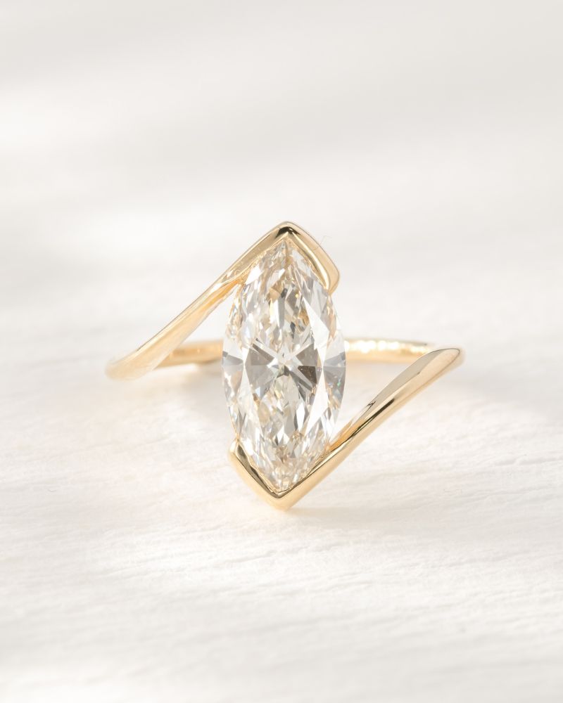 Inel logodna torra diamant marchiza lab grown aur galben 18k