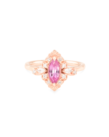 Inel the lovers safir natural diamante aur roz 14k iona
