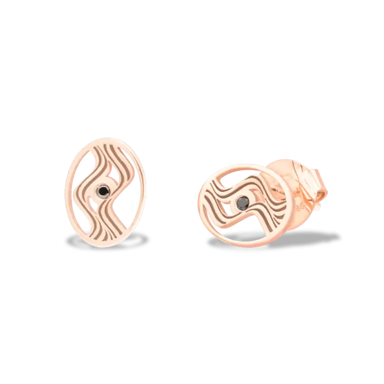 cercei-mici-diamante-negre-aur-roz-model-deosebit